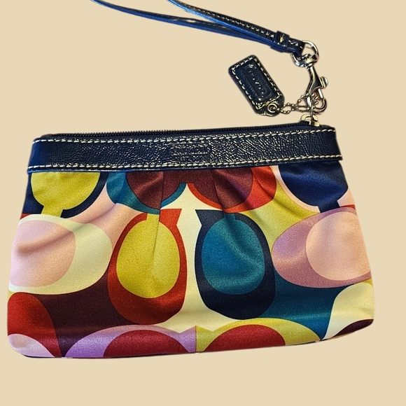 Coach Handbags - Coach Y2K Satin Wristlit Bag Colorful Pattern Wristlist Clutch Hand And Purse
